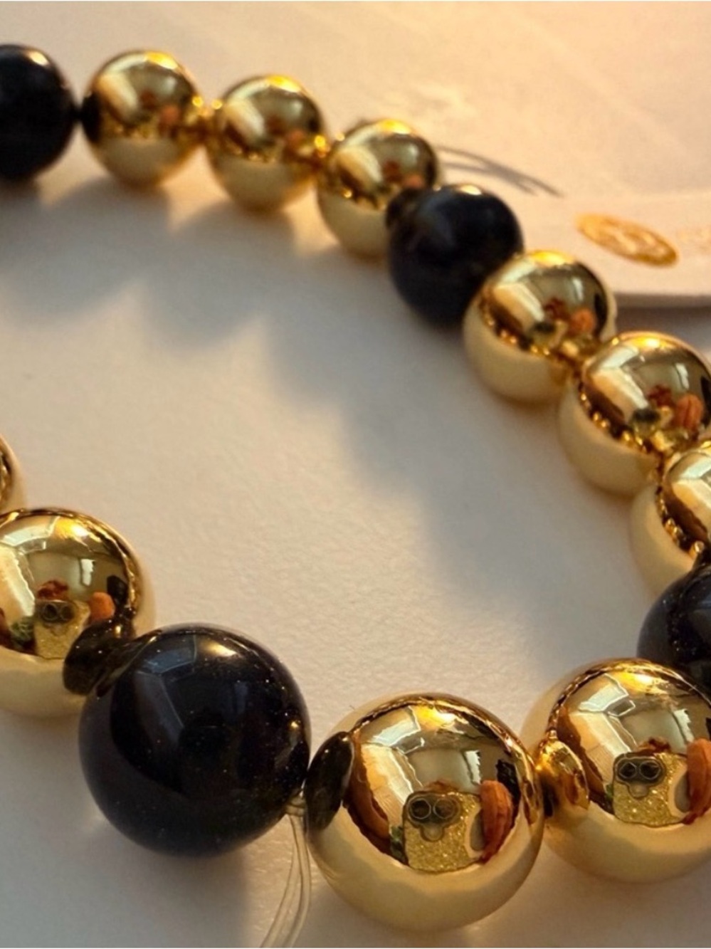 Gorjana Gold and Black Beaded Stretch Bracelet